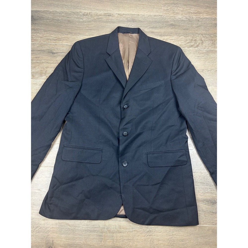 Banana Republic Mens 42R Pinstripe Wool 3 Button Blazer Navy Blue Sport Coat